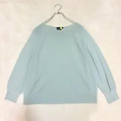 n207 セブンアイディコンセプト 長袖ニットカットソー 綺麗め オフィス 水色