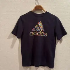 adidas カラフルロゴ Tシャツ ネイビー　150