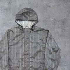 90s old Stussy チェック ナイロンジャケット フード付き L