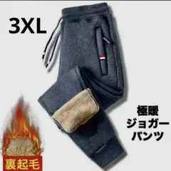 ジョガーパンツ グレー 3XL 裏起毛 ズボン 防寒 極暖 ボア 厚手 男女兼用