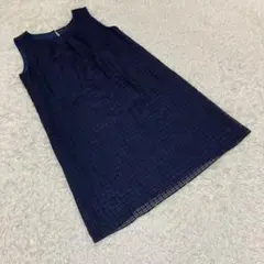 UNTITLED アンタイトル　ノースリーブワンピース　チェック　ネイビー　42