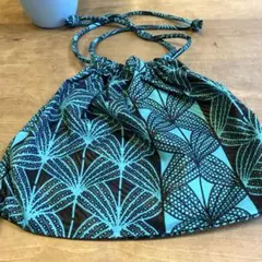 美品☆アフリカ布風バッグ　39センチ肩掛けOK エコバッグOURHOME風