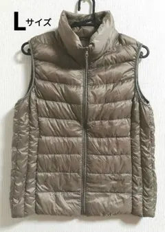 【美品】UNIQLOユニクロ　ウルトラライトダウンベスト　ライトブラウンLサイズ