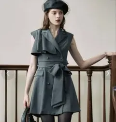 eimy istoire 新品 ノースリジャケットミニワンピース GRY Sのサムネイル