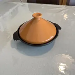 最終処分‼️ほぼ未使用　オレンジ 陶器製 タジン鍋　おひとり様用のサムネイル