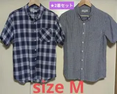 美品アメカジ古着★お得2着★ギンガムチェック 半袖シャツ Mサイズ