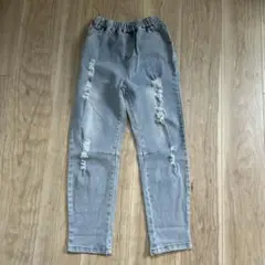 新品未使用　キッズ　ダンス　ダメージデニムパンツ　130