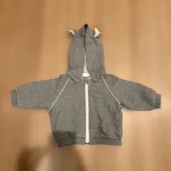 グレー フード付き ジップアップパーカー