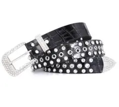 ブリンブリンベルト 黒 ブラック スタッズ キラキラ ウエスタン アメカジ