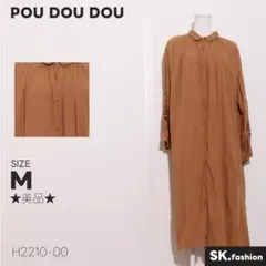 ★美品★POU DOU DOU ワンピース ミディ丈 長袖 刺繍 花模様 前開き