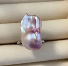 淡水パール シルバー系淡水パール バロックパール 指輪リング ピンク系 天然真珠