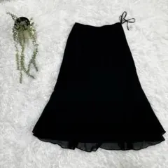 【コムサイズム】美品✨ロング　フレア　スカート　M チュール　上品　ブラック