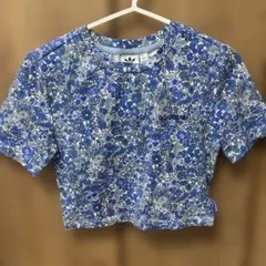 adidas 花柄 クロップド丈 Tシャツ S
