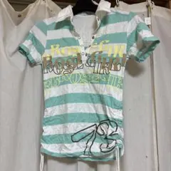 水色ストライプ Tシャツ