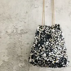最終価格　スパンコール　パーティー　ショルダー　巾着　黒　ブラック　シルバー