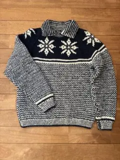 INVERALLAN インバーアラン　茶タグ　手編みニット　クルーネック襟付き