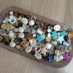 J@100g　アンティークカラー プラスチックレトロビーズ アソートセット 大人