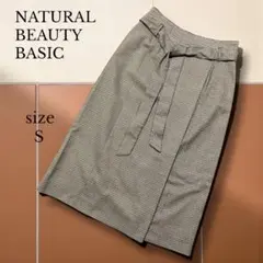 【NATURAL BEAUTY BASIC 】チェック柄タイトスカート S