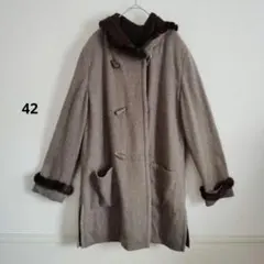 ★ カシミヤロングコート LL ブラウン アウター 大きいサイズ フード