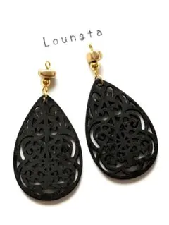 5点で450円引き ハンドメイドピアス 樹脂ピアス ゴールドヘマタイト天然石