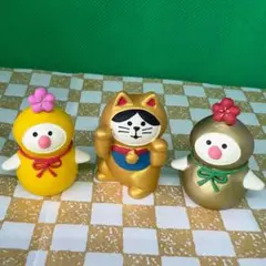 デコレ　コンコンブル　ひょうたん文鳥ペア＆金運招き猫　送料無料　3個割5%OFF