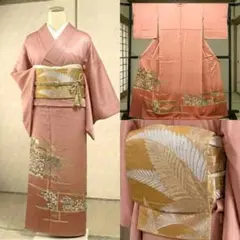 美品　一つ紋　色留袖　生絹　名古屋帯　ピンク　４点フルセット　卒業式　入学式　母