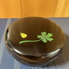 琉球漆器 蓋付き 菓子器 黒塗り 堆錦 パパイヤ 伝統工芸品 小物入れ