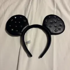 ミッキー耳カチューシャ 黒 スタッズ付き
