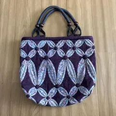 紫色 花柄 ハンドバッグ
