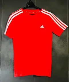 【新品/タグ付き】 Adidas スリーストライプス Tシャツ レッド ~155