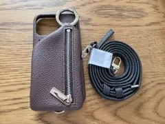 iPhone13Pro ajew レザー スマホショルダーストラップ付