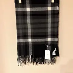 【美品】AZUL チェック柄大判ストール ブラック・グレー系