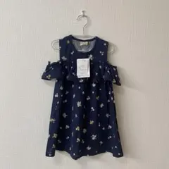 【新品タグ付き】オフショルダー ノースリーブ 花柄 ワンピース120のサムネイル