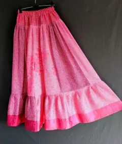 陽気Colorシルク総絞りフリフリワイドパンツ