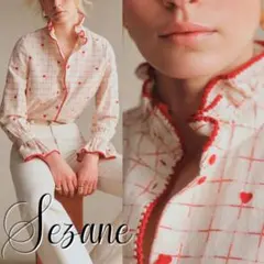 ご専用　sezane  セザンヌ　ブラウス　新品未使用 極美品 SEZANE セザンヌ 襟立フリル 透かし刺繍 ブラウス シャツ 40の