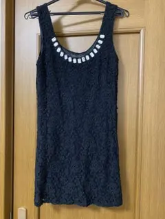 ブラック　ノースリーブ　ミニワンピース　フォーマル　Mサイズ　黒