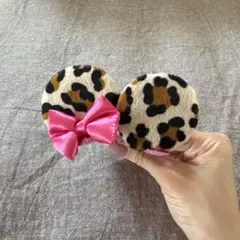 ディズニー　パッチン　ヘアピン　ミニー　ヒョウ柄