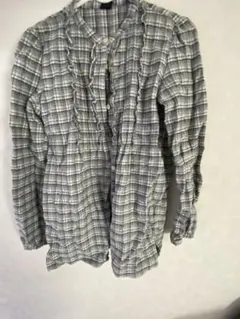 古着　GAP GapKids チェック柄フリル長袖シャツのサムネイル