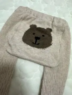 GAP BABYクマ刺繍 ベビータイツ ピンクベージュ　0〜12month