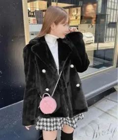 特別価格‼︎Rady 黒　ファーコート　パールボタン　新品未使用タグ付き