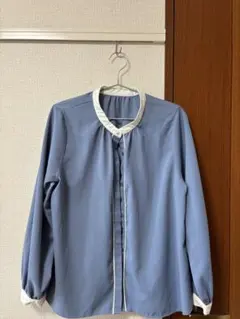 グローバルワーク　長袖ブラウス ブルー　Lサイズ