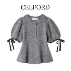 新品　セルフォード　リボンディテールペプラムカーディガン