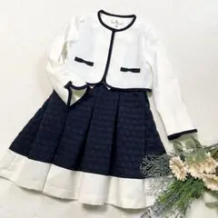 美品《組曲》フォーマル ワンピース スーツ ノーカラー 120㎝ セレモニー