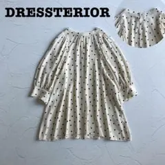 美品⭐ドレステリア ドットプリントスタンドカラーボリュームスリーブ 