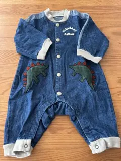 BREEZE 恐竜刺繍 デニムロンパース 80