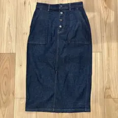 GU デニムタイトスカート ボタンフロント