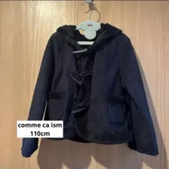 COMME CA ISM 110cm ムートン風ダッフルコート 黒 アウター