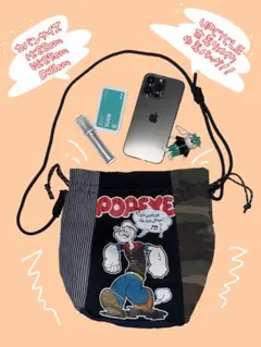 古着　アップサイクル ショルダーバッグ　巾着バッグ