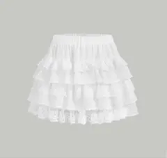レースフリル ホワイトミニスカート