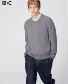 UNIQLO：C クルーネックフルジップカーディガン　Ｌサイズ